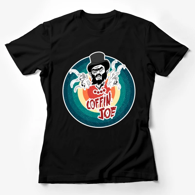 Coffin Joe: Retro Horror Logo with Bearded Character and Ghosts Female T-Shirt