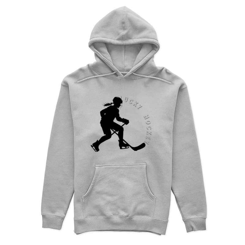 Female Hockey Player Silhouette in Action Female Pullover Hoodie