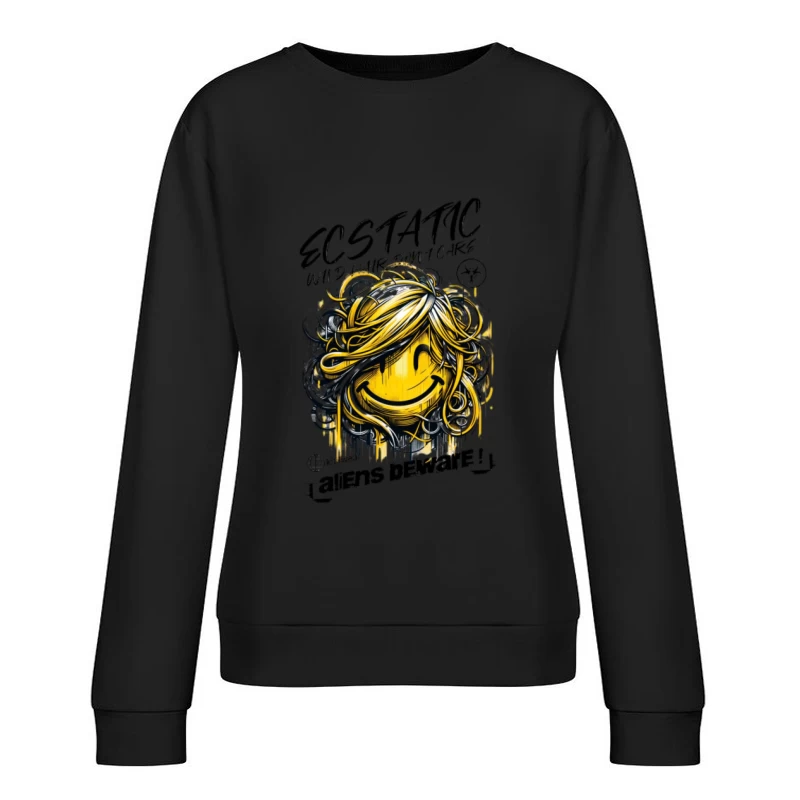 Lächelnde, abstrakte, emoji, künstlerische Skizze Damen Pullover Sweatshirt