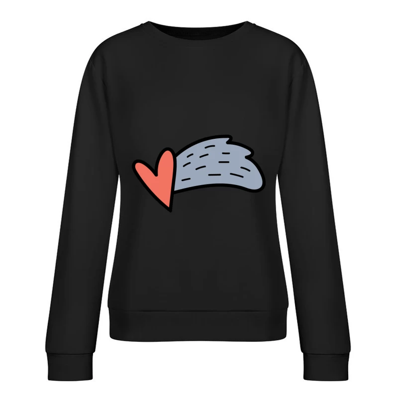 Design de cœur et aile artistique Femme Sweat-shirt à enfiler