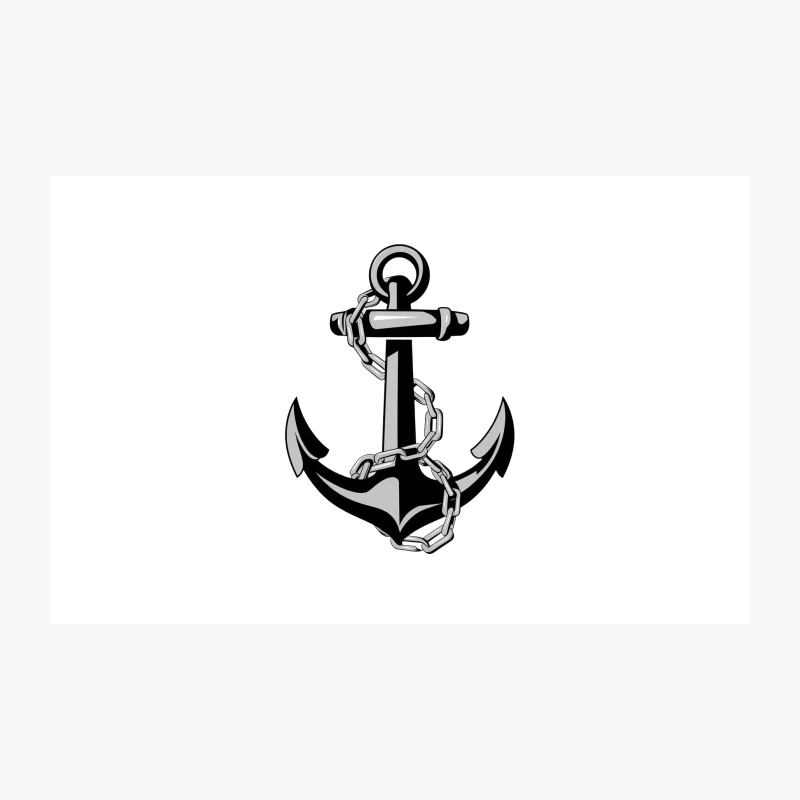 Black and White Nautical Anchor with Chain Illustration Travel Mug