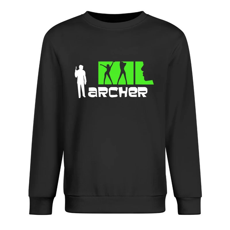 Green Silhouettes: Dancing Figures and Profile Male Pullover Sweatshirt