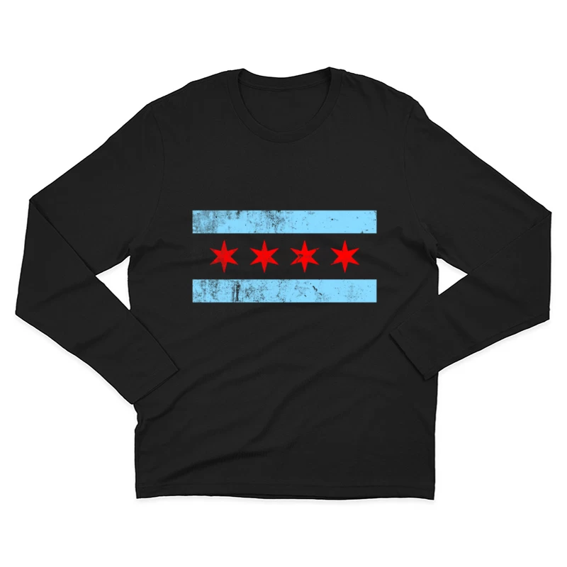 Chicago Flag, distressed Male Long Sleeve T-Shirt