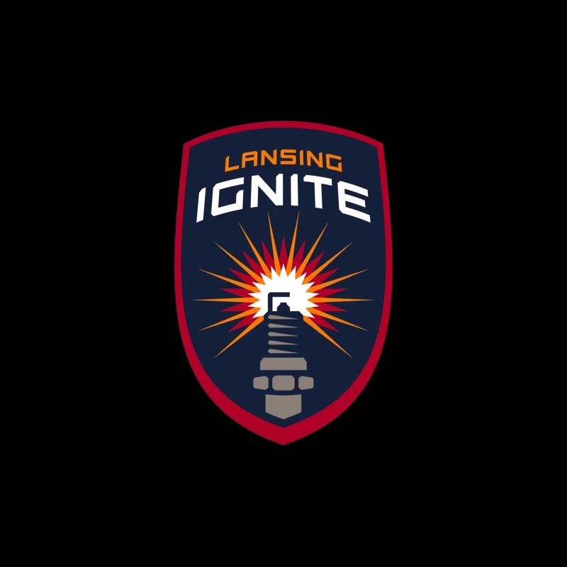 Lansing Ignite Soccer Team Shield Logo with Lighthouse Emblem Tapestry