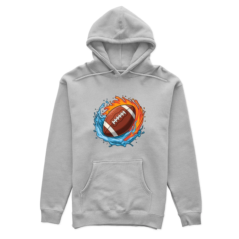 Dynamic American Football with Fire and Water Elements Female Pullover Hoodie