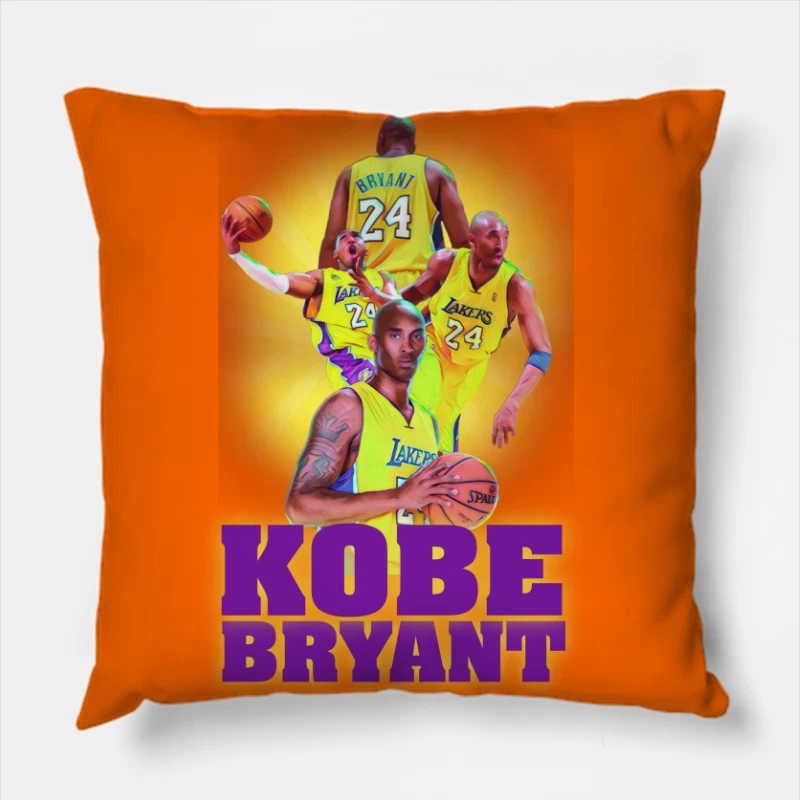 Kobe Bryant Tribute in NBA Colors Throw Pillow