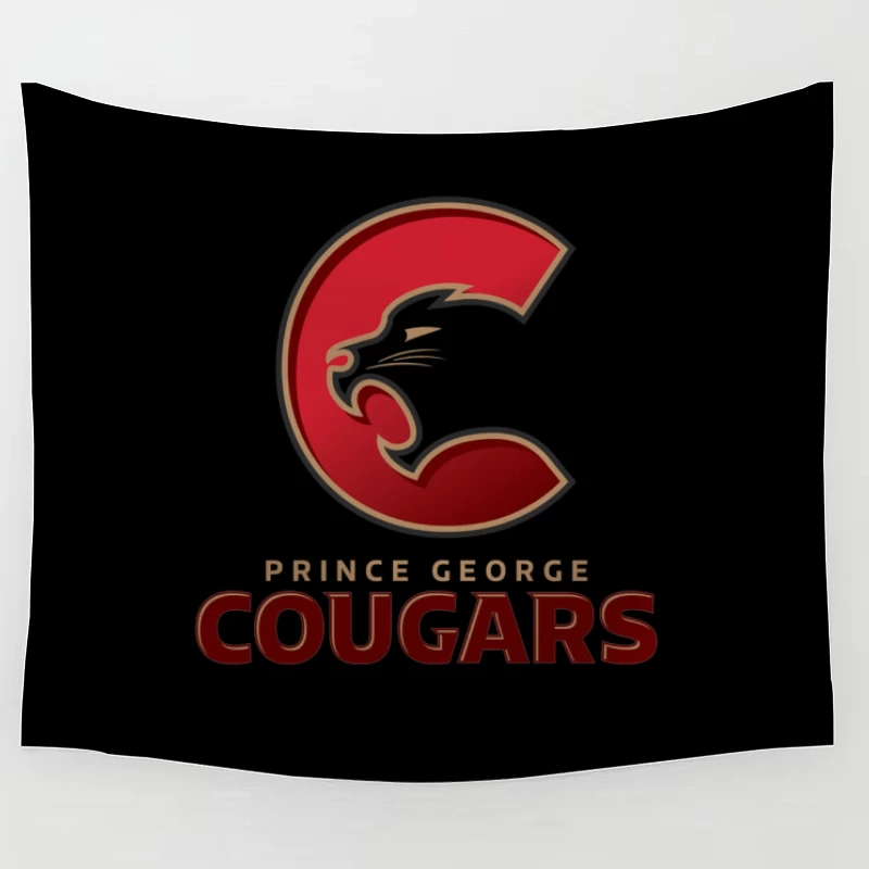 Prince George Cougars Hockey Team Logo Design Tapestry