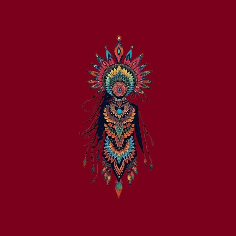 Colorful Abstract Floral Figure Art Tapestry