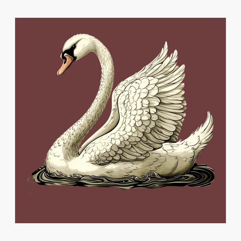 Elegant Swan Illustration: Wildlife on Water Throw Pillow