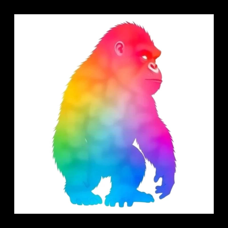 Rainbow Gradient Gorilla Silhouette Art Pin