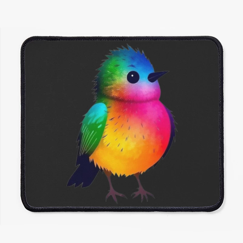 Vibrant Rainbow Bird Illustration Mouse Pad