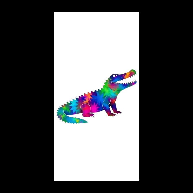 Rainbow Tie-Dye Dinosaur Digital Art iPhone Case