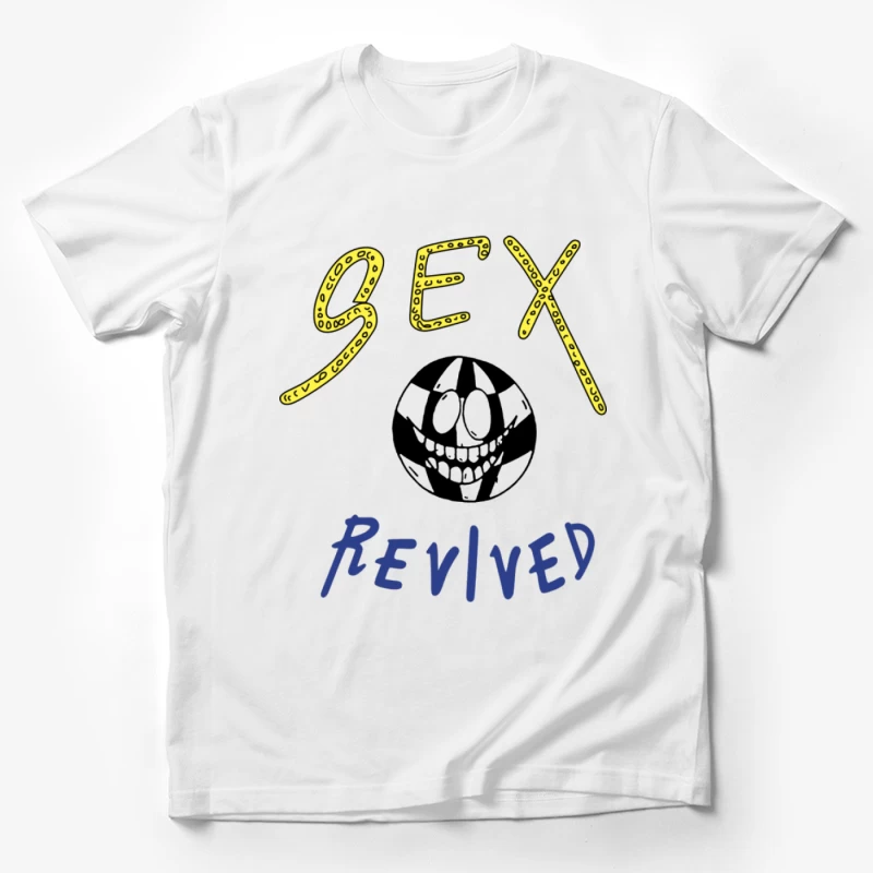 Bunte Schrift mit lustigem Gesicht Herren T-Shirt