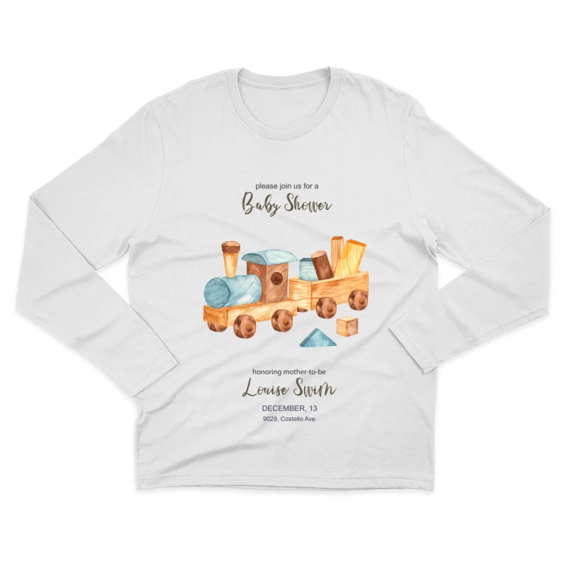 Holzspielzeug Baby Shower Einladung Herren Langarm T-Shirt