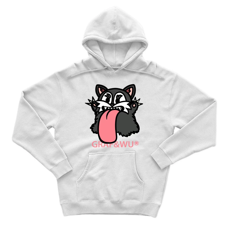 Grafisches Katzenlogo mit Zunge Herren Pullover Hoodie