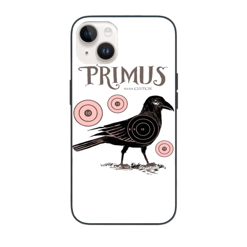 Vintage-Style Primus Concert Poster with Crow and Target Designs iPhone Case