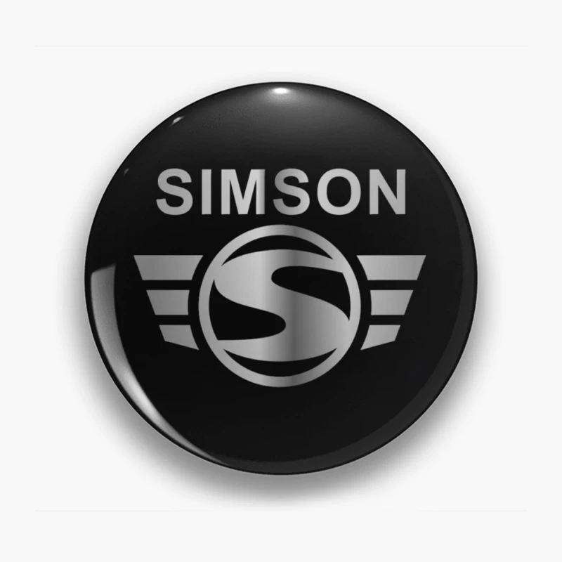 Simson Vintage Motorcycle Brand Logo with Silver Wings Pin