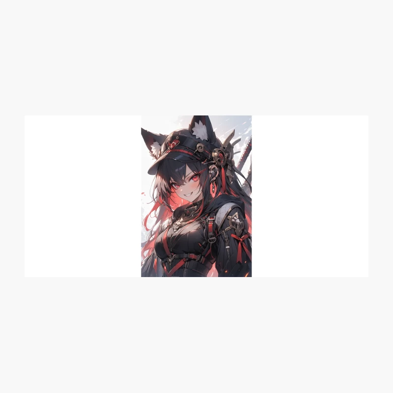 Cyberpunk Anime Fox Girl with Red Eyes and Futuristic Gear Coffee Mug