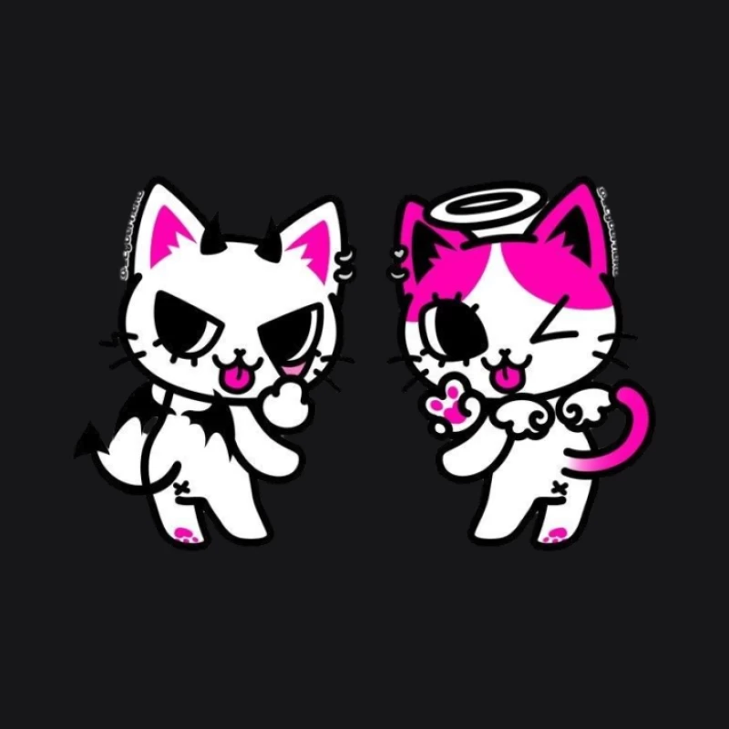 Teufel und Engel Katzen Herren Pullover Hoodie