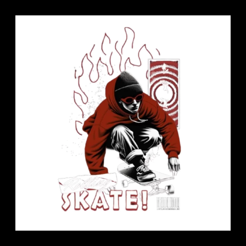 Urban Skateboarder in Red Hoodie - Street Art Style Pin