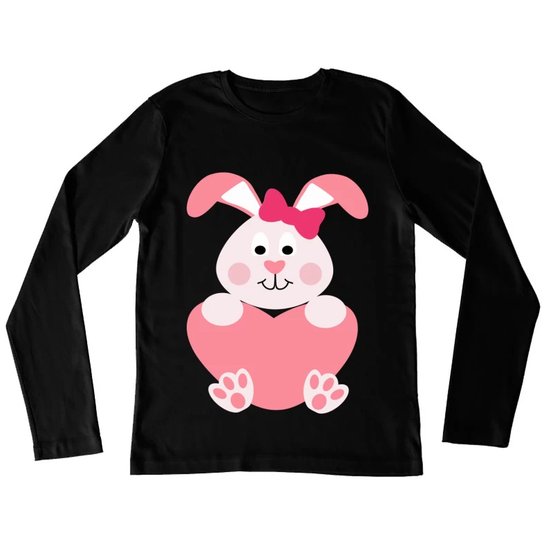 Lapin mignon avec cœur rose Femme Manches Longues T-Shirt