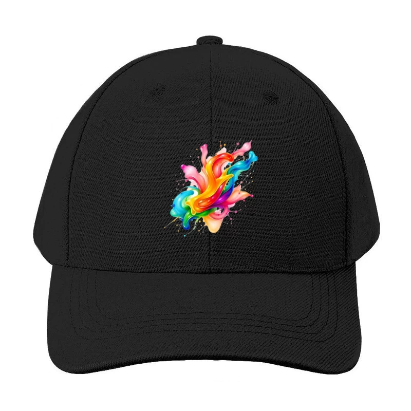 Vibrant Rainbow Abstract Liquid Splash Art Baseball Cap