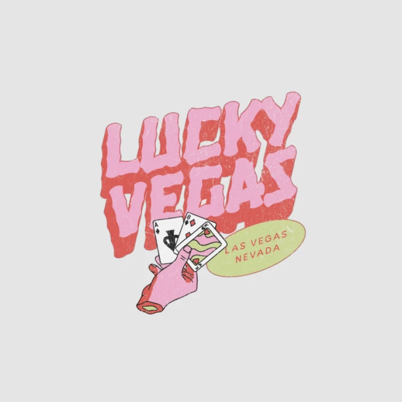 Glückliches Vegas-Design mit Karten und Schriftzug Herren Pullover Hoodie