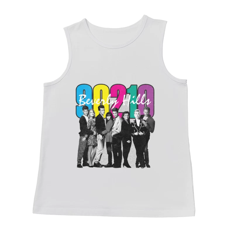 Beverly Hills 90210 Retro TV Show Cast Photo with Colorful Logo Male Tank Top