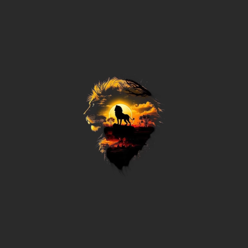 Majestic Lion Silhouette with Sunset Landscape Baseball Cap