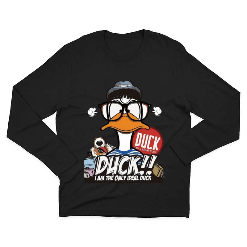 Comic-Ente mit Hund Herren Langarm T-Shirt