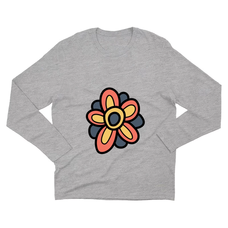 Fleur colorée avec pétales vifs Homme Manches Longues T-Shirt