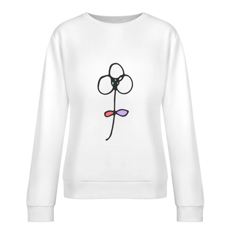 Fleur minimaliste dessinée à la main Femme Sweat-shirt à enfiler