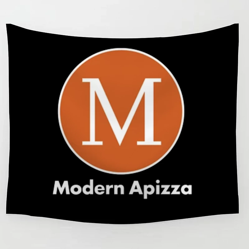 Modern Minimalist Orange Circle M Logo for Apizza Restaurant Tapestry