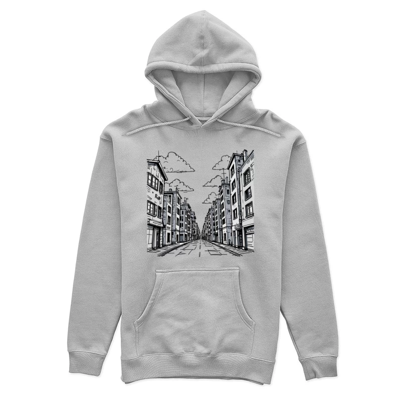 Monochrome Cityscape with Urban Architecture Female Pullover Hoodie