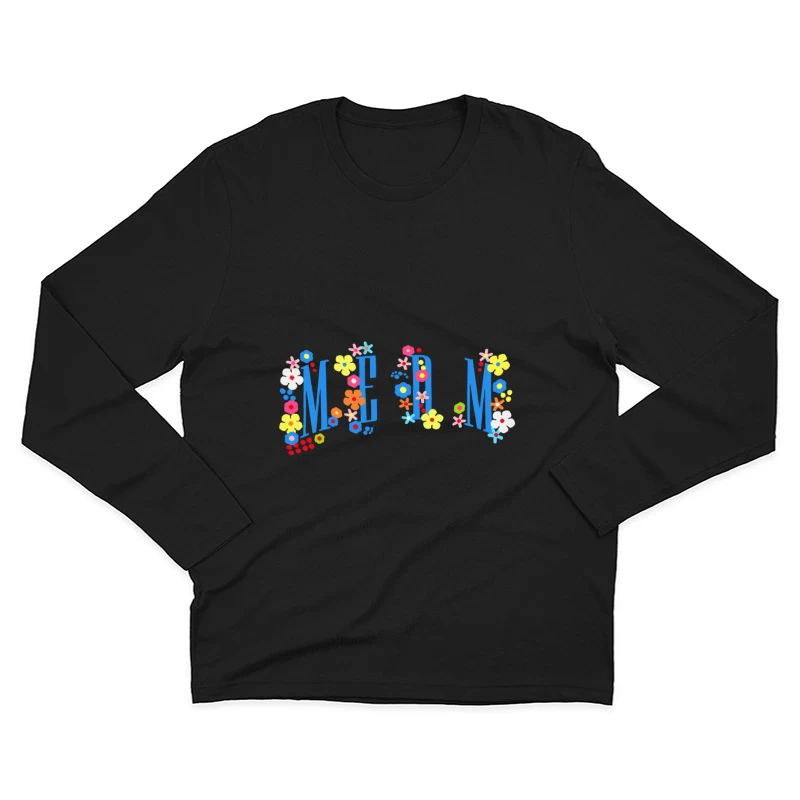 Blumiges typografisches Design mit dem Wort Herren Langarm T-Shirt