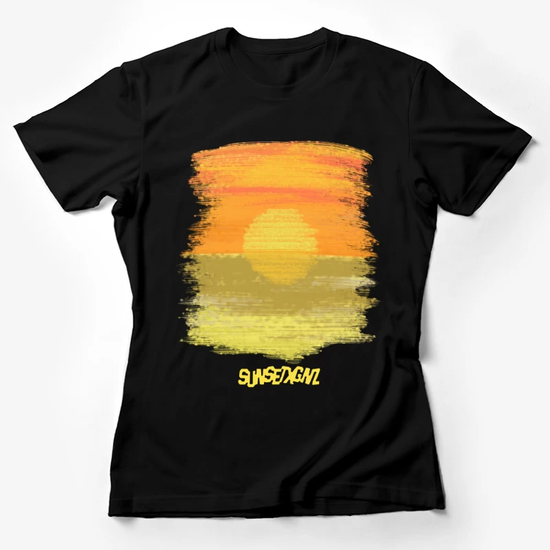 Sonnenuntergang am Strand Kunst Damen T-Shirt