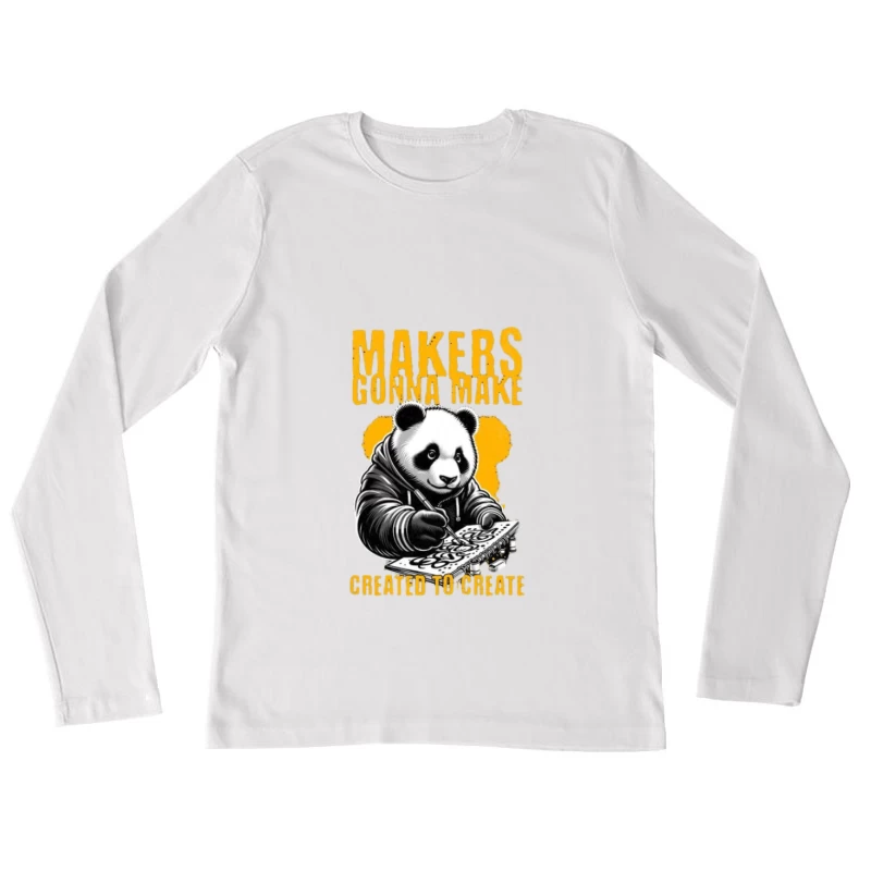 Kreativer Panda mit Spruch Damen Langarm T-Shirt