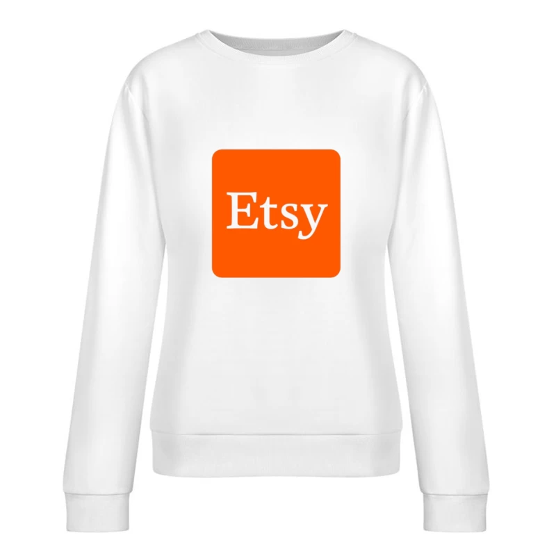 Etsy Official Logo - Orange Square E-commerce Marketplace Icon Female Pullover Sweatshirt