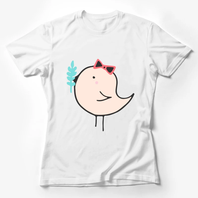 Oiseau mignon avec un noeud et branche Femme T-Shirt
