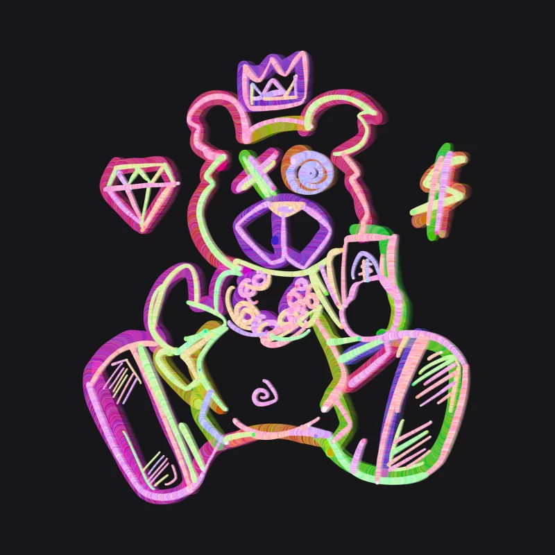 Neon Bärenkunst mit Kronen und Schmuck Herren Pullover Hoodie