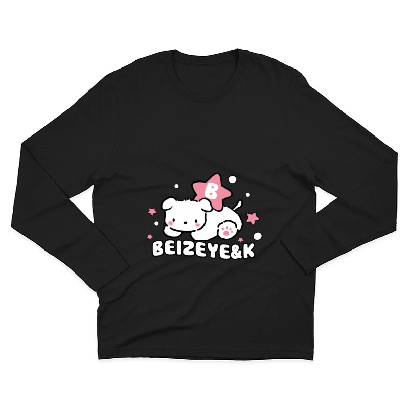Niedlicher Welpe mit rosa Stern Herren Langarm T-Shirt