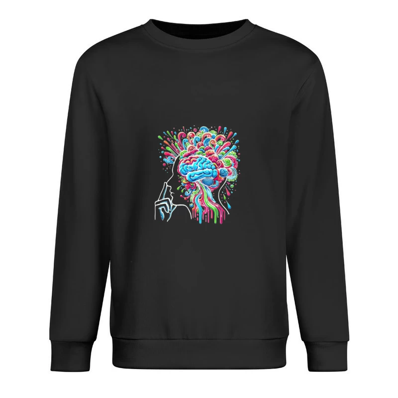 Psychedelic Brain Explosion in Vibrant Colors Male Pullover Sweatshirt