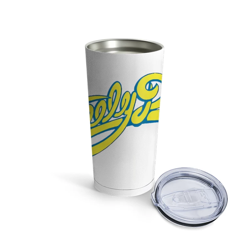 Steely Dan Classic Yellow Cursive Band Logo Travel Mug