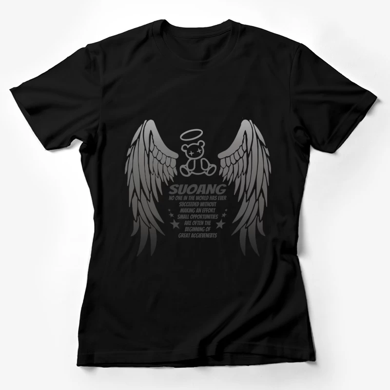 Design mit Engelsflügeln und Bär Damen T-Shirt
