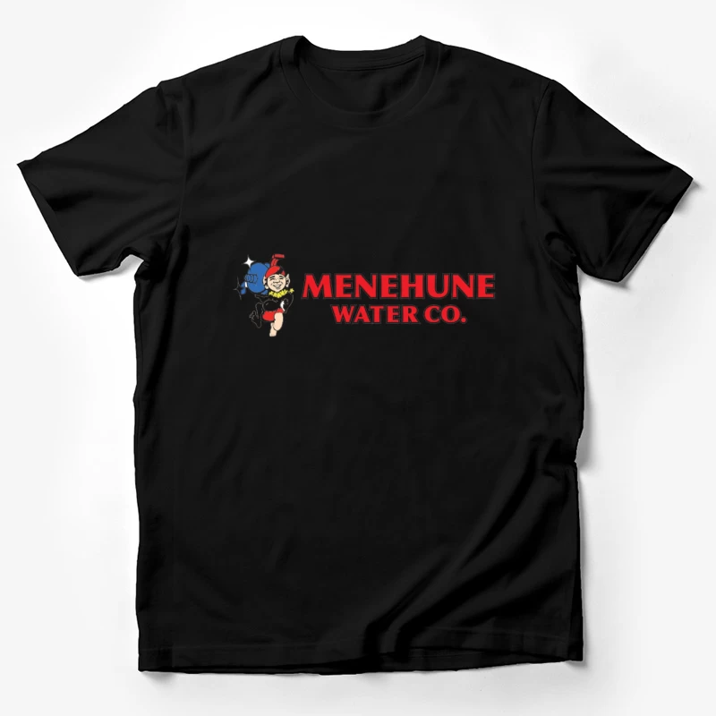 Vintage Menehune Water Company Logo with Cartoon Mascot Male T-Shirt