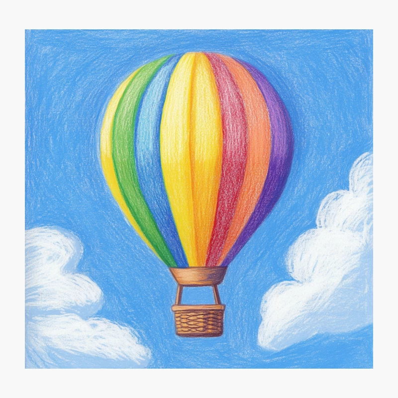 Colorful Hot Air Balloon in Clear Blue Sky Illustration Throw Pillow