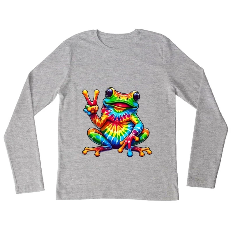 Bunte Frieden Frosch Damen Langarm T-Shirt