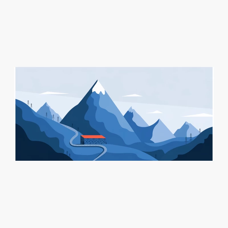 Minimalist Mountain Road Journey through Snowy Peaks Coffee Mug