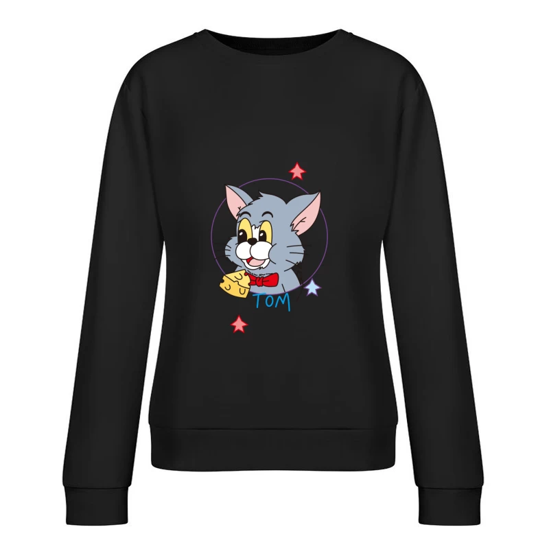 Tom die Cartoon-Katze mit Sternen Damen Pullover Sweatshirt