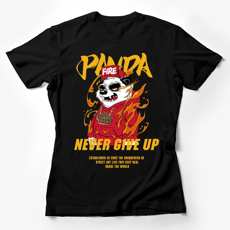 Feuriger Panda-Motivationsdruck Damen T-Shirt
